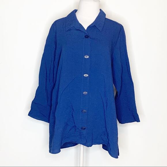 Habitat button pleat back tunic top blue - Picture 1 of 7